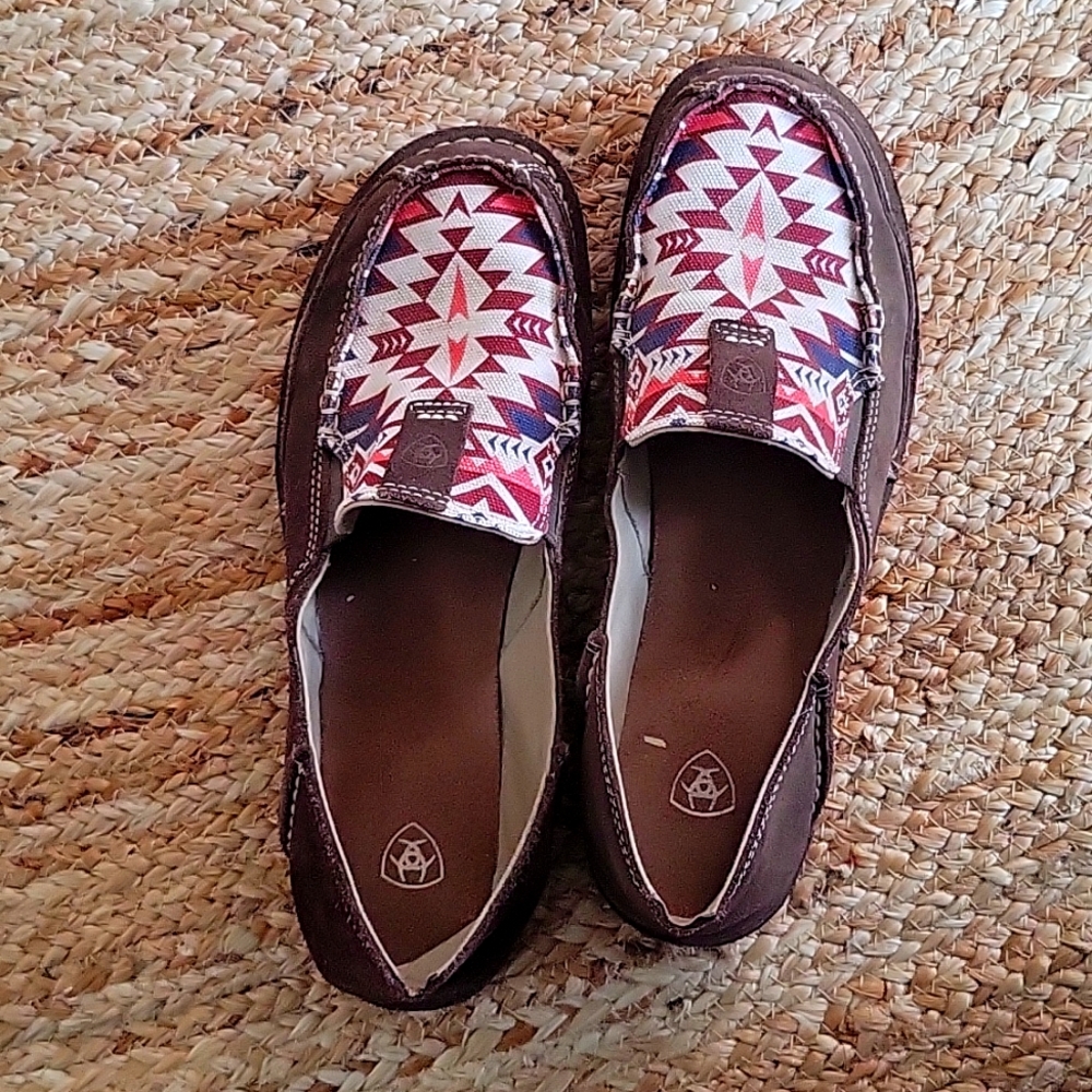 Ariat Cruiser Brown Suede & Burgundy Aztec Size 9.5B